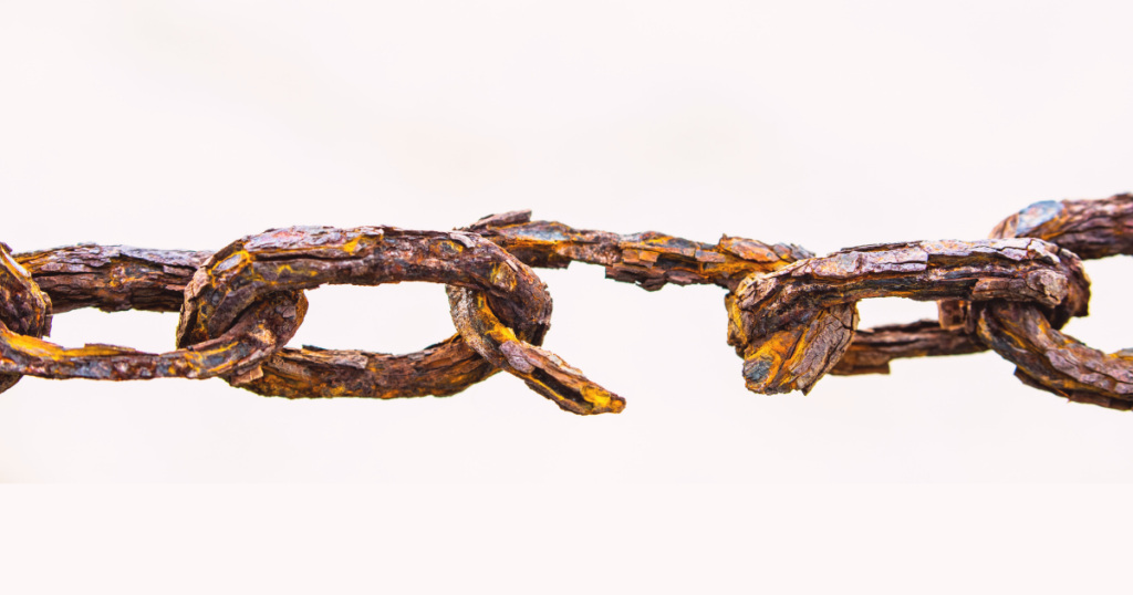 Broken rusty chain